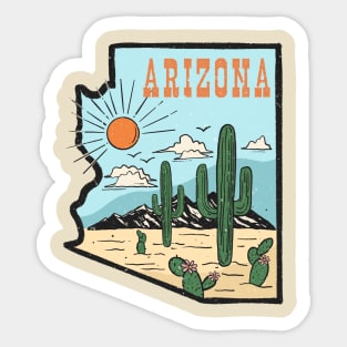 Arizona State Retro Vintage Camping Cactus Sticker